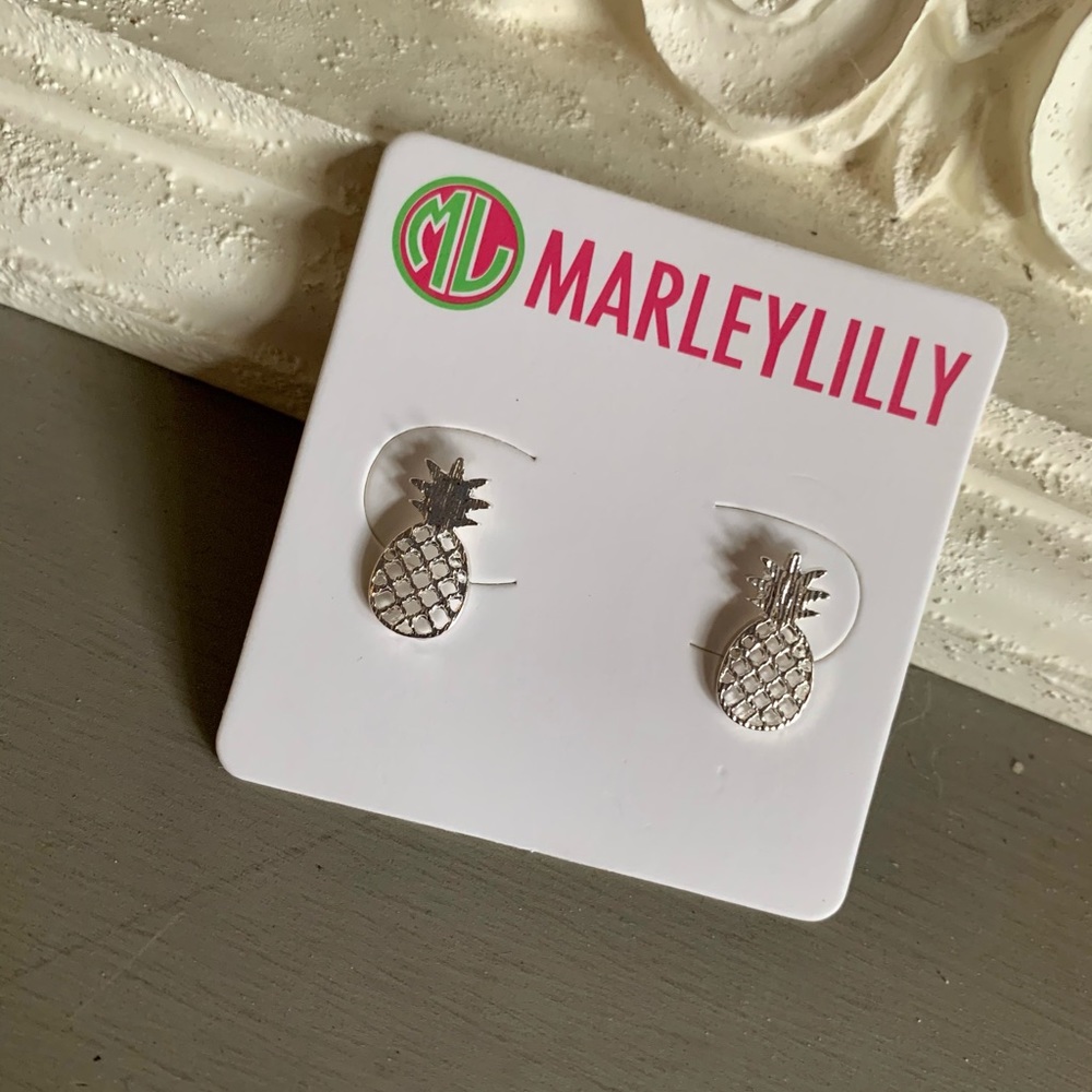 Marley Lilly silver pineapple earrings NWT